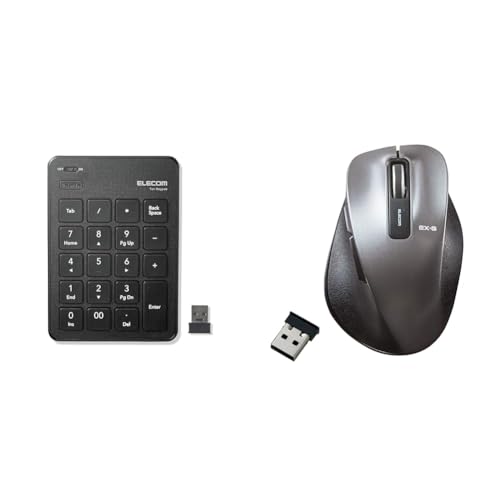 エレコム 【セット買い】エレコム USB-A テンキー ワイヤレス(レシーバー付属) パンタグラフ 薄型 ブラック TK-TDP019BK + エレコム マウス ワイヤレス Mサイズ 5ボタン(戻る・進むボタン搭載) BlueLED 握りの極み ガンメタリック M-XGM10DBBK/EC
