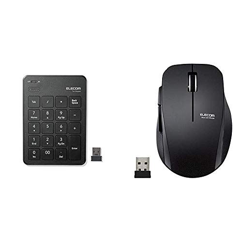 エレコム 【セット買い】エレコム テンキー ワイヤレス(レシーバー付属) パンタグラフ 薄型 ブラック TK-TDP019BK & マウス ワイヤレス (レシーバー付属) Mサイズ 5ボタン (戻る・進むボタン搭載) 静音 ブラック M-FBL01DBXSBK
