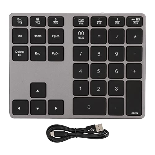 MUNEFE テンキー、アルミニウム充電式ワイヤレステンキーパッド、スリム 35 キー外部テンキーキーボードデータ入力ノートパソコン用(グレー) MUNEFEoyuz0e3g9t-12
