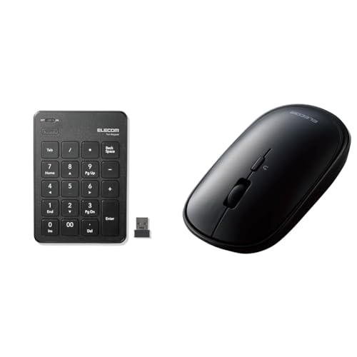 エレコム 【セット買い】エレコム USB-A テンキー ワイヤレス(レシーバー付属) パンタグラフ 薄型 ブラック TK-TDP019BK + ワイヤレスマウス Bluetooth Slint 静音 4ボタン プレゼンモード機能付 Windows Mac Android iOS iPadOS FireOS対応 ブラック M-TM10BBBK/EC