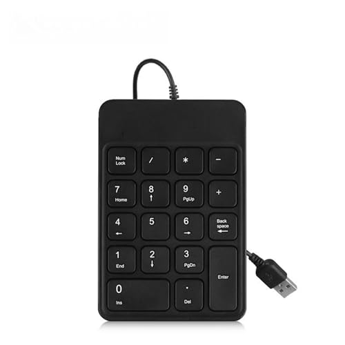 AHZHP Usb充電式 テンキー 19キー 静音 ワイヤレス/有線両用 Bluetooth接続 電卓機能付き マルチデバイス対応 多色展開(ブラック,有線デジタルキーボード)