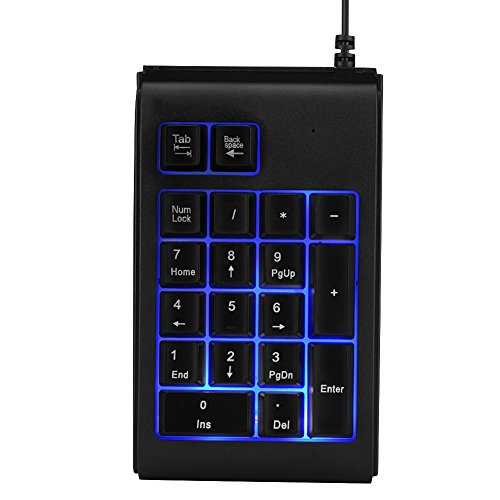 Junluck 19キーナンバーキーパッド USB有線 サイレントナンバーパッド メカニカルテンキーパッド 3色バックライト拡張付き ノートパソコン デスクトップ コンピューター PC用 ブラック Junluckb5wq73dv1z