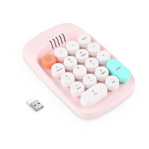 Omenluck テンキー ワイヤレス Bluetooth ナンバーパッド 18キー 数字キーボード ブルートゥース 2 4GHz 無線 丸キー テンキーパッド 可愛い ノートパソコン デスクトップ タブレット スマートフォンに対応 ZXJP240907W098