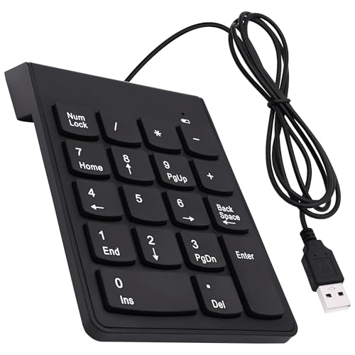 CybNemo USB テンキー 有線ナンバーパッド ポータブル USB テンキー 18キーナンバーキーボード ノートパソコン PC コンピューター デスクトップ用 ブラック