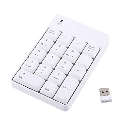 HelloCreate テンキー USB数字キーパッド ワイヤレス 多機種対応 無線 数字キーボード 2.4GHz 小型 18キー 持ち運び便利 USBレシーバー付き 操作簡単 PC/Laptop/ノートブックなどに対応 ホワイト 1424985/120215AM55JP87DDFTY