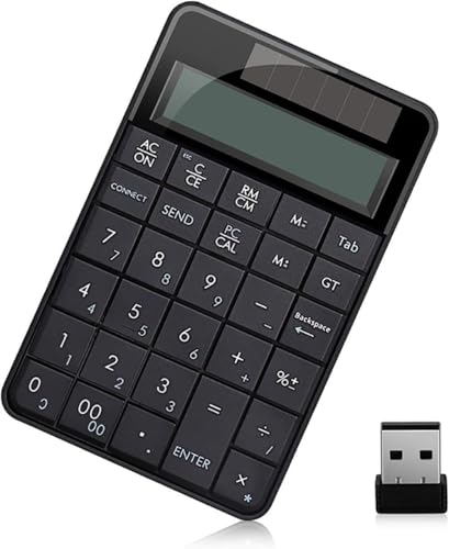 HWAFEI 電卓&無線テンキー 2in1 ワイヤレス数字キーボード USBレシーバー付き 29キ 小型 太陽光発電電卓 10桁 多機能ナンバーパッド PC/Laptop/ノートブックなどに対応