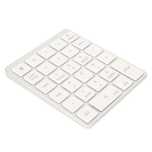 Jectse Bluetooth テンキー、USB 充電式有線テンキー 28 キー付き外部テンキー キーボード、財務会計数字キーボード (シルバーホワイト) Jewqz0i9nhv1-12