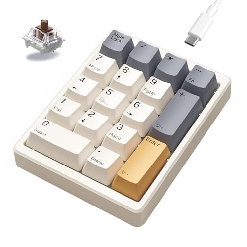 Omenluck 数字パッド メカニカルテンキー 有線USB 標準17キー テンキー PBTキーキャップ付き ホワイトバックライトキーパッド パソコン ノートPC TKL キーボード用 ZXJP240907W203