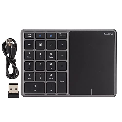 Evoest ワイヤレステンキー、2in1テンキー22キーBT4.22.4GタイプC充電500mAhバッテリーポータブルテンキーUSBレシーバー付きポータブルテンキーおよびラップトップデスクトップPC用タッチパッドテンキー(アイアングレイ) T opikyoukvm2csbh6385-12