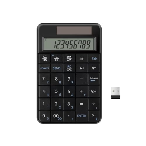 Omenluck 電卓 無線テンキー 2in1 ワイヤレス数字キーボード USBレシーバー付き 29キ 小型 太陽光発電電卓 10桁 多機能ナンバーパッド 人間工学に基づいた ZXJP240907W217