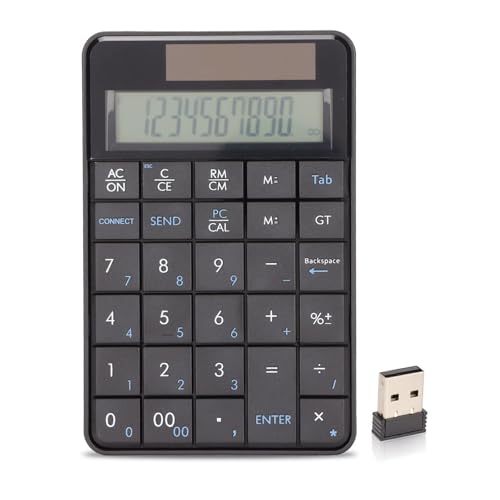 Omenluck 電卓機能付き2in1 2 4Gワイヤレステンキー 29キーUSBテンキーソーラー電卓 PC ラップトップ デスクトップ用 電卓テンキー ZXJP240907W011