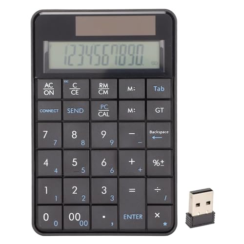 Omenluck ワイヤレステンキー 29キー2 4GHz人間工学に基づいたBluetooth電卓Numpadパッド ソーラーエネルギー会計財務番号キーパッド ラップトップPCデスクトップノートブック用 ZXJP240907W332