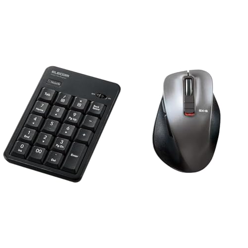 エレコム 【セット買い】エレコム テンキー Bluetooth 静音設計 抗菌 Windows/Chrome OS/macOS対応 ブラック TK-TBM023SKBK + ワイヤレスマウス Bluetooth EX-G 握りの極み 5ボタン マルチペアリング Mサイズ ガンメタリック M-XGM15BBSGM/EC