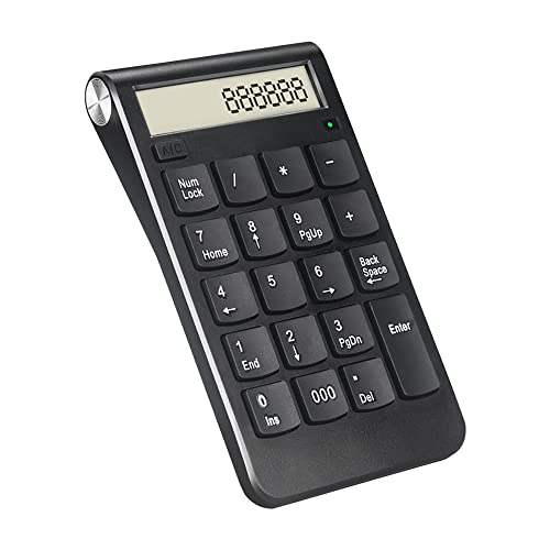 RobinEllis ワイヤレス テンキー 番号キーボード 電卓 番号パッド 数字キーパッド 19キー 充電式 デジタルディスプレイ ポータブル デスクトップ ラップトップ コンピューター pc用 事務用品 mndp-01