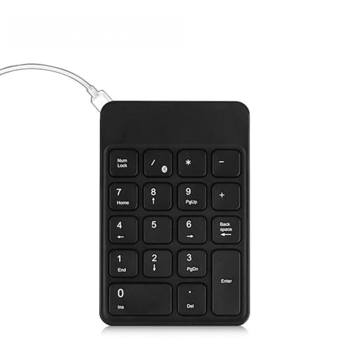 AHZHP Usb充電式 テンキー 19キー 静音 ワイヤレス/有線両用 Bluetooth接続 電卓機能付き マルチデバイス対応 多色展開(ブラック,Bluetoothキーボード)