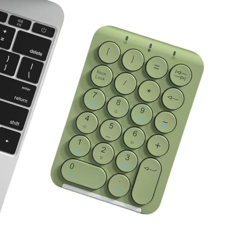 Bivoyud ワイヤレス Bluetooth テンキーミニキーボードレトロラウンドキャップノートブックデスクトップ会計金融ユニバーサルキーボード (テンキーパッド,グリーン)