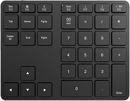 NYHGOXM 35キー アルミ合金 ゲーミングテンキー｜2.4Gワイヤレス+Bluetooth 5.0 デュアル接続｜充電式 薄型 コンパクト 数字キーパッド（電卓機能付き）｜有線/USB接続可能 オフィス/プログラミング用 (ダークグレー) (ブラック)