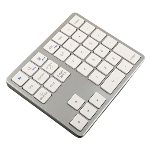 Dearolling テンキー 電卓機能付き 35キーアルミ合金ゲーミングテンキー Type-C充電 超薄型 金属構造 ミニキーボード 多機能ナンバーパッド 薄型 コンパクト 数字キーパッド オフィス/プログラミング用 Windows/iOS/Android 対応 (ホワイト) (a,ホワイト)