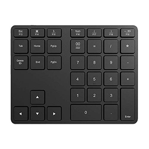 NYHGOXM 【NYHGOXM】 ブラック 35キー アルミ合金 ゲーミングテンキー｜2.4Gワイヤレス+Bluetooth 5.0 デュアルモード｜充電式 薄型デザイン プログラミング用 数字キーパッド（電卓機能）｜USB有線接続対応 オフィスキーボード｜コンパクトテンキー (ブラック)