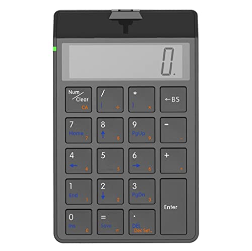 TEMKIN ワイヤレスBluetooth4.0テンキー、電卓機能付きの充電式19キーサイレントキーパッド、Windows/ios/Androidシステムコンピューター、スマートフォン、タブレット、ラップトップに適しています (Color : Black) JP337240502