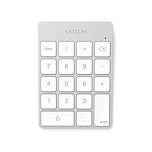 SATECHI 18キー スリム Bluetooth テンキーパッド – US 英語配列 無線 アルミ 薄型 Micro USB 充電対応ワイヤレス数字 キーボード – MacBook Air & Pro、Mac Mini、iPad、iMac、iPhone 他対応 – シルバー