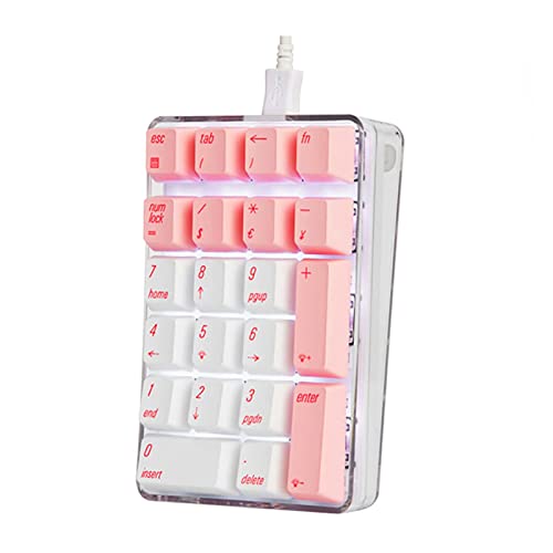 JSSEVN Tabキー付き テンキーパッド 有線 テンキー 電卓 21キー 数字キーボード USBポート付 小型 持ち運び便利 有線テンキーボードキー 多機種対応 会計 銀行 金融用 ピンク XCJP220305WG061-3