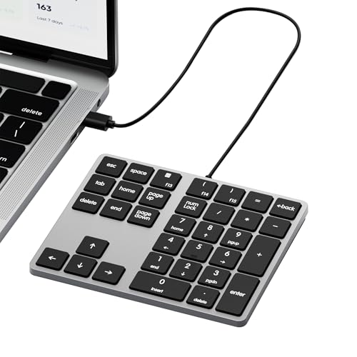 Kisnt KN300 有線 USB-C ナンバーパッド ノートパソコン用 34キー Type-C テンキー ポータブル 10キー USBキーパッド MacBook タブレット Mac iOS Android Windows PC用 KN300-S