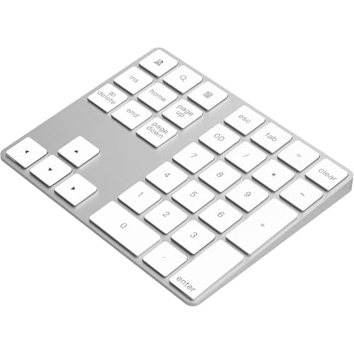 HeyDear アルミニウム製 Bluetoothワイヤレス 34キーのスマート テンキー/数字キーッパッド、MacsとPCs向けのデザイン (Black) KCS-00144