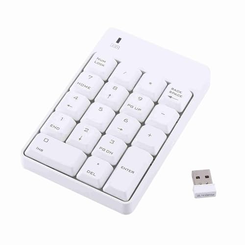 Demeras 2. 4GHzテンキーパッド USBテンキーパッド テンキー テンキー テンキーナンパッド ミニUSBレシーバー付き 18キー ノートパソコン用 新品(ホワイト) Demerasdag73o8khf-02