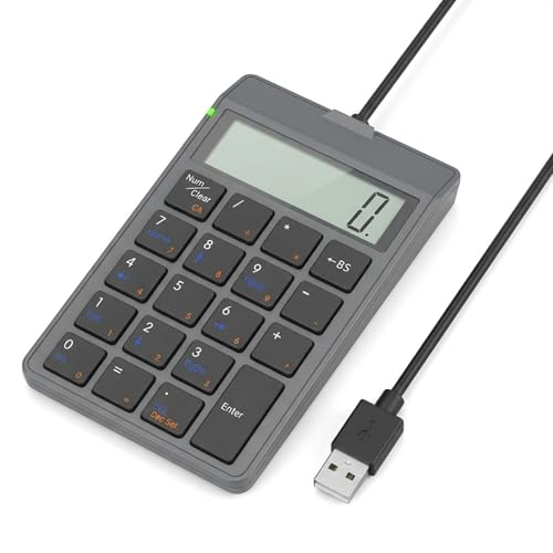 Baniro 電卓機能付きブルートゥーステンキー 19キー サイレントデザイン ユーエスビー接続対応 レジ・財務事務用 数字キーボード スマホ タブレット パソコン ラップトップ適合 ブラック (A,ブラック（USB有線）)