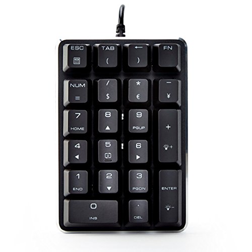 JUNENTER メカニカルテンキーパッド ワイヤレス BT キーパッド Cherry MX ブルースイッチ 21キー ミニテンキー ポータブルキーパッド 拡張レイアウト Magicforce 金融キャッシャー 証券用 ブラック