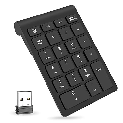 Foloda ワイヤレス番号パッド テンキーパッド Numpad 22キー ポータブル 2.4GHz 財務会計番号 キーボード拡張 10キー ノートパソコン PC デスクトップ Surface Pro ノートブック用 H-107