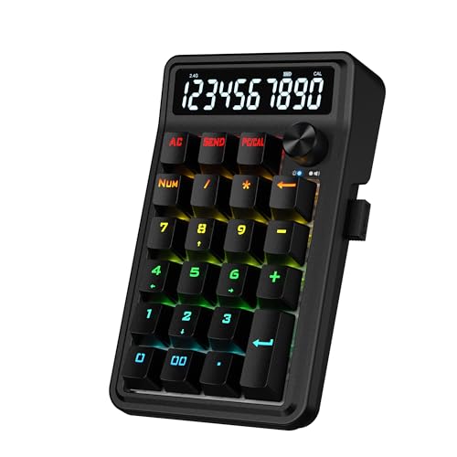 Redragon K733 PRO ワイヤレスガスケット RGBナンバーパッド 22キーメカニカルテンパッド PC&計算モード付き 10桁電卓ディスプレイ ノブコントロール 5層ノイズ減衰 クリーミーカスタムリニアスイッチ