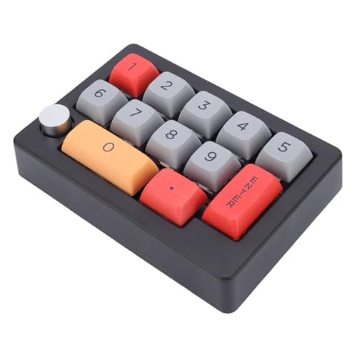 Pusokei 有線メカニカルテンキー ホットスワップ可能なテンキー ノブコントロール&12 RGB LEDバックライト付き 12個のプログラム可能なキー 片手マクロテンキー PC用 ゲーム用 (ブラック)
