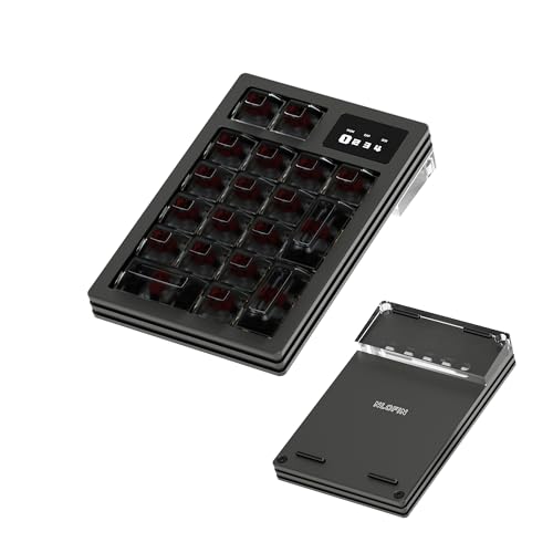 NLOFIN 19 キーワイヤーメカニカルテンキーパッドプログラマブルテンキーRGB バックライト メカニカルフィールナンバーパッドキーボード液晶パネル内蔵(グレー)