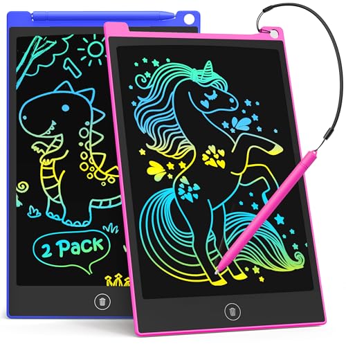 TECJOE 2 Pack LCD Writing Tablet, 8.5 Inch Colorful Doodle Board Drawing Tablet for Kids, Kids Travel Games Activity Learning Toys Birthday Gifts for 3 4 5 6 Year Old Boys and Girls Toddlers H10A