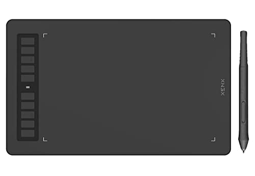 XENX P3-1060B グラフィック描画タブレット 10x6インチ ショートカットキー10個付き 8192圧力レベル バッテリーフリーペン MacOS Windows Android対応 アートドローイングデザイン OSUブラック