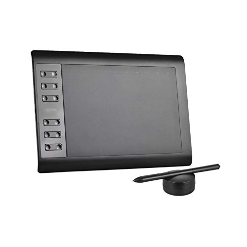 ZhaoGangLi ペンタブレット 無線電池のないスタイラス12 + 10ショートカットキーを持つ10×6インチデジタルグラフィック描画タブレット 絵描き 写真加工 在宅ワーク ネット授業 Web会議 オンライン会議/授業 (色 : Black, Size : 36*24*1cm)