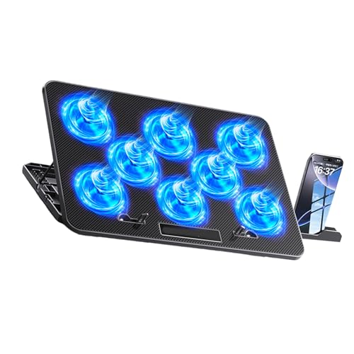 Mekalero 静かな RGB ゲーミング ノートパソコン冷却パッド、調整可能な速度設定と 14 ~