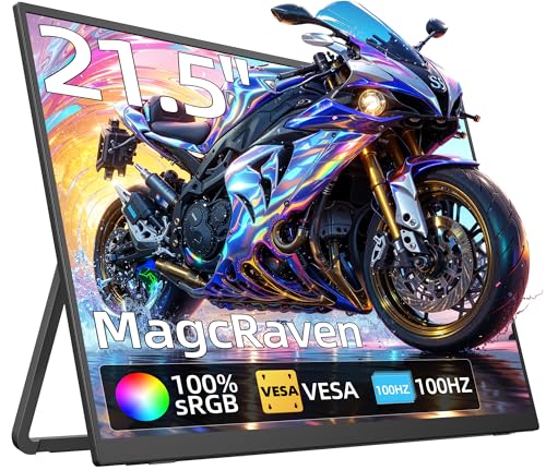 MAGICRAVEN ポータブルモニター IPSノートパソコンスクリーンエクステンダー USB C/HDMI デュアルスクリーン ホーム&オフィス用 スピーカー付きセカンドゲームディスプレイ ノートパソコン Mac PC 電話 PS5 Xbox Switch(21.5インチ 1080P)に適合