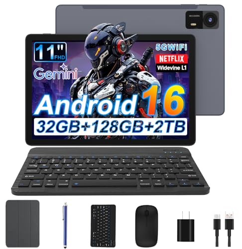 星の輝き 2025新登場·アンドロイド16 タブレット 11インチ Wi-Fiモデル,32GB+128GB+2TB拡張、90Hzリフレッシュレート,8コアCPU T620、8000mAh+Type-C充電 、2.4G/5G WiFi+BT5.0、キーボード+マウス+タッチペン+フィルム+ケース付き,無線投影/画面分割/GMS認証/WideVine L1 Netflix/薄型軽量tablet C90