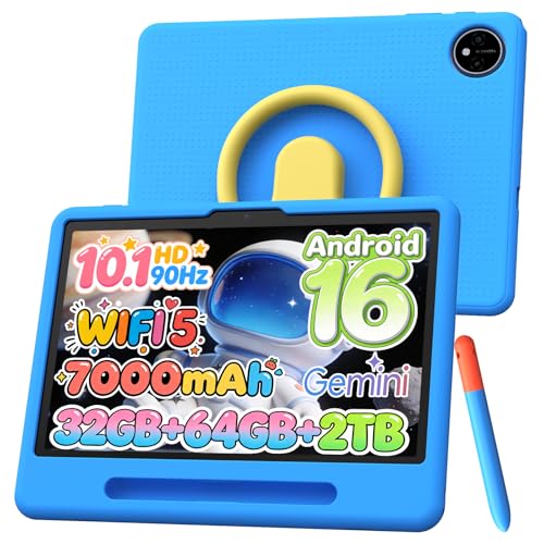 POPUX P10 Kid 10.1インチ 子供用タブレット Android16 90Hz IPS液晶 7000mAh大容量バッテリー 32GB RAM+64GB ROM+2TB TF拡張 WiFiモデル 防藍光フィルム付属 シリコンケース+タッチペン付き キッズ向け学習アプリ対応 日本語対応 ギフト 入学祝い 誕生日プレゼントに最適