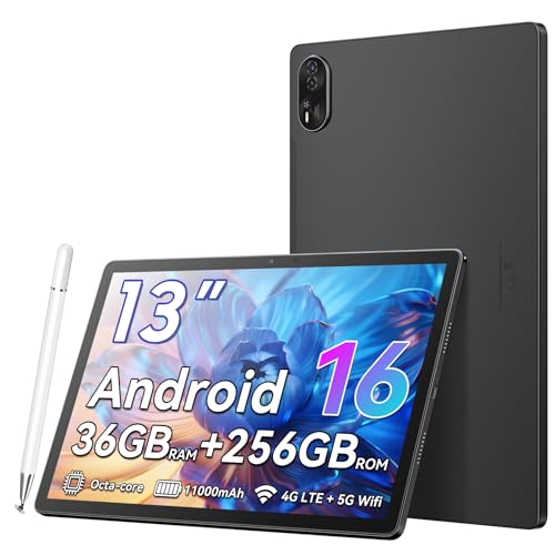 Blackview MEGA8 タブレット 13インチ大画面 36GB RAM+256GB ROM+2TB拡張 SIMフリー Gemini AI3.0 90Hzフレッシュレット 11000mAhバッテリー Doke OS 4.0搭載 GMS Widevine L1 1920×1200 50MP+13MPカメラ 18W急速充電 4G LTE通話 タッチペン付 技適認証済 3年保証