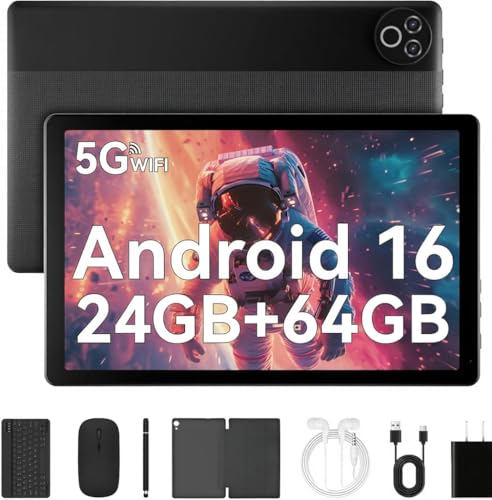 HiGrace タブレット - HiGrace Android16 タブレット 10インチ 24GB+64GB+1TB拡張 wi-fi6モデル 1280*800画面 Widevine 対応 Bluetooth5.4 WiFi 6 6000mAhバッテリー 顔認識 画面分割 児童守護 無線投影 キーボード+マウス+保護ケース+タッチペン+ヘッドフォン付 日本語説明書 一年保証