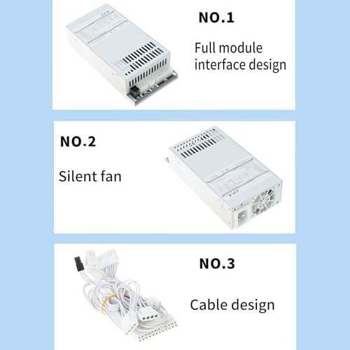 Mekalero 300W ホワイトモジュール 1U 電源 ホームエンターテイメントシステムおよび小型サーバー用小型サイズ 静かな電源