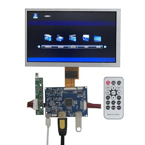液晶ディスプレイキット、HDMI・USB対応、リモコン付き、広告・動画表示用モニター (解像度:1024*600 TN, 8インチ16:9) PCB800827