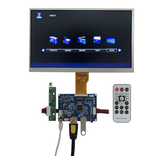 液晶ディスプレイキット、HDMI・USB対応、リモコン付き、広告・動画表示用モニター (解像度:1024*600 TN, 10.1インチ16:9) PCB800827