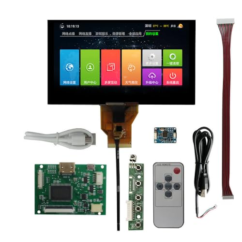 モニター 6.5インチ 800×480 DIYポータブルモニターLCDディスプレイ USB静電容量式タッチスクリーン&HDMIドライバーボード付き - Linux/Windows/Android対応 5V電源 - PC、オレンジパイ、開発ボードに最適 6.5CTN14+PCB800168+DRCMP