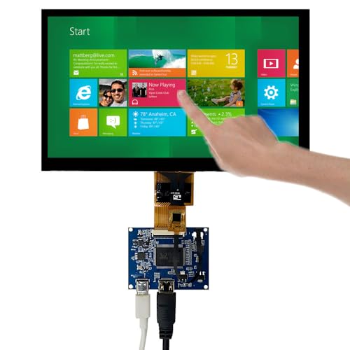 8インチ 1024x600 ポータブルLCDディスプレイDIYキット 静電容量式タッチスクリーン&ミニHDMIドライバーボード付き – PC拡張画面、オレンジパイ、開発ボード、ゲーム機用5V電源 8C08A-TOUCH+PCB800885