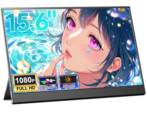 KIMOCA モバイルモニター 15.6インチ 1920*1080 モバイルディスプレイ ポータブルモニター IPS液晶パネル 非光沢画面 薄型 軽量 マグネット保護カバー付き USB Type-C ミニHDMI PS4/XBOX/Switch/PC/Macなど対応 在宅勤務 リモートワーク (IPS, 15.6インチ) KMC-IPS156